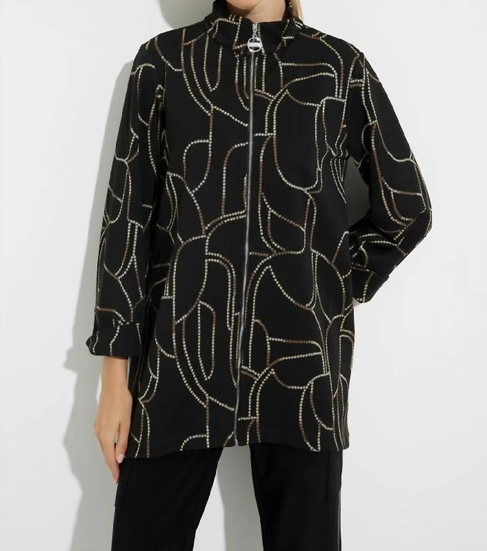 Button-Up JacketsButton-Up JacketsBoxy Cut Printed Jacket In Black/gold