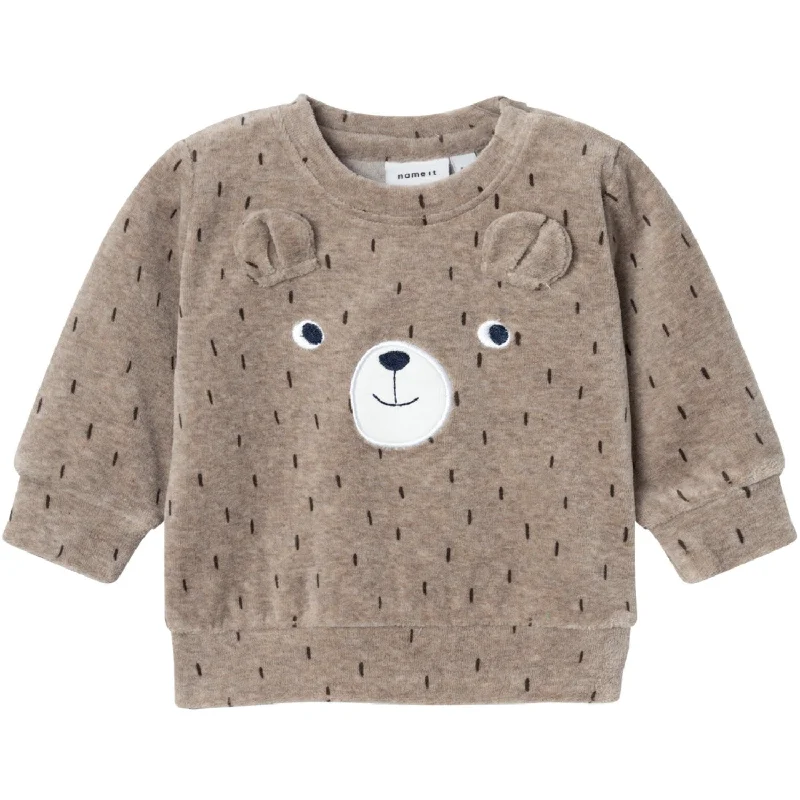 Wool Blend SweatshirtsName It Weathered Teak Nalwin Velour Sweatshirt